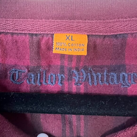 Mens Tailor Vintage Long Sleeved Henley‎ Maroon Size XL Three Button REDU… - Picture 3 of 4